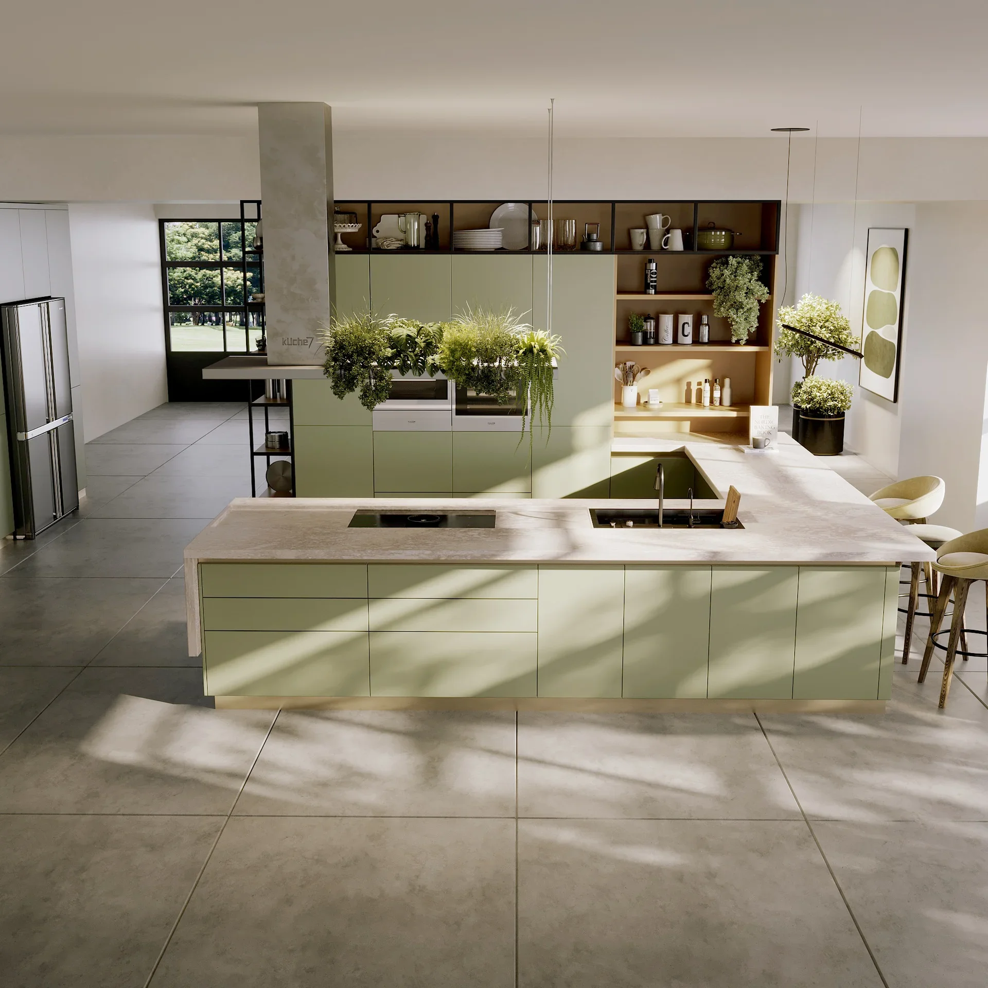 U-shaped or C-shaped Kitchen Layout