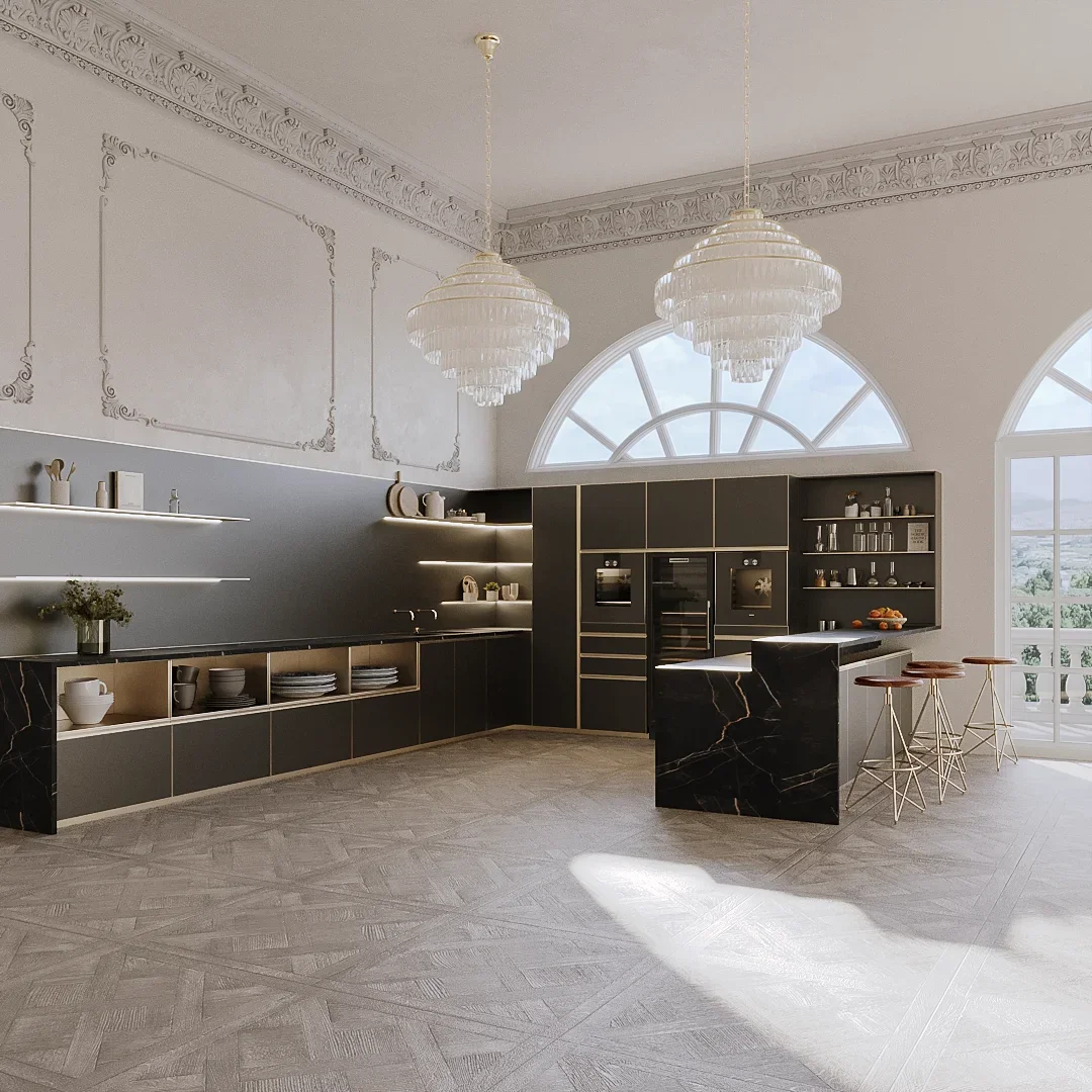 Luxury kitchen hosting area