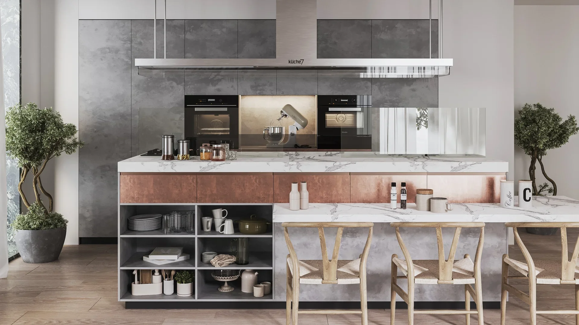 Gray modular kitchen