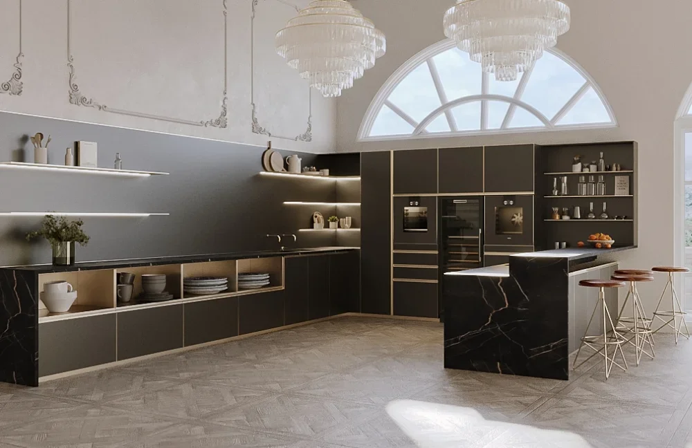 Black modular kitchen