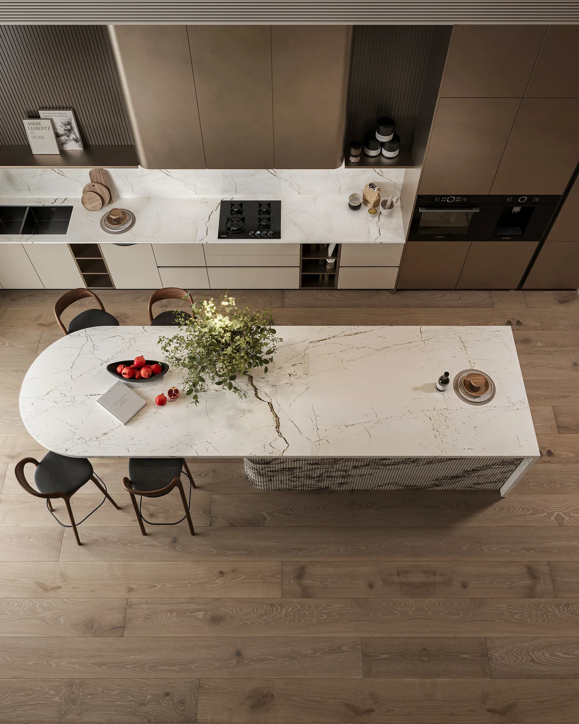 Waterfall Kitchen Island