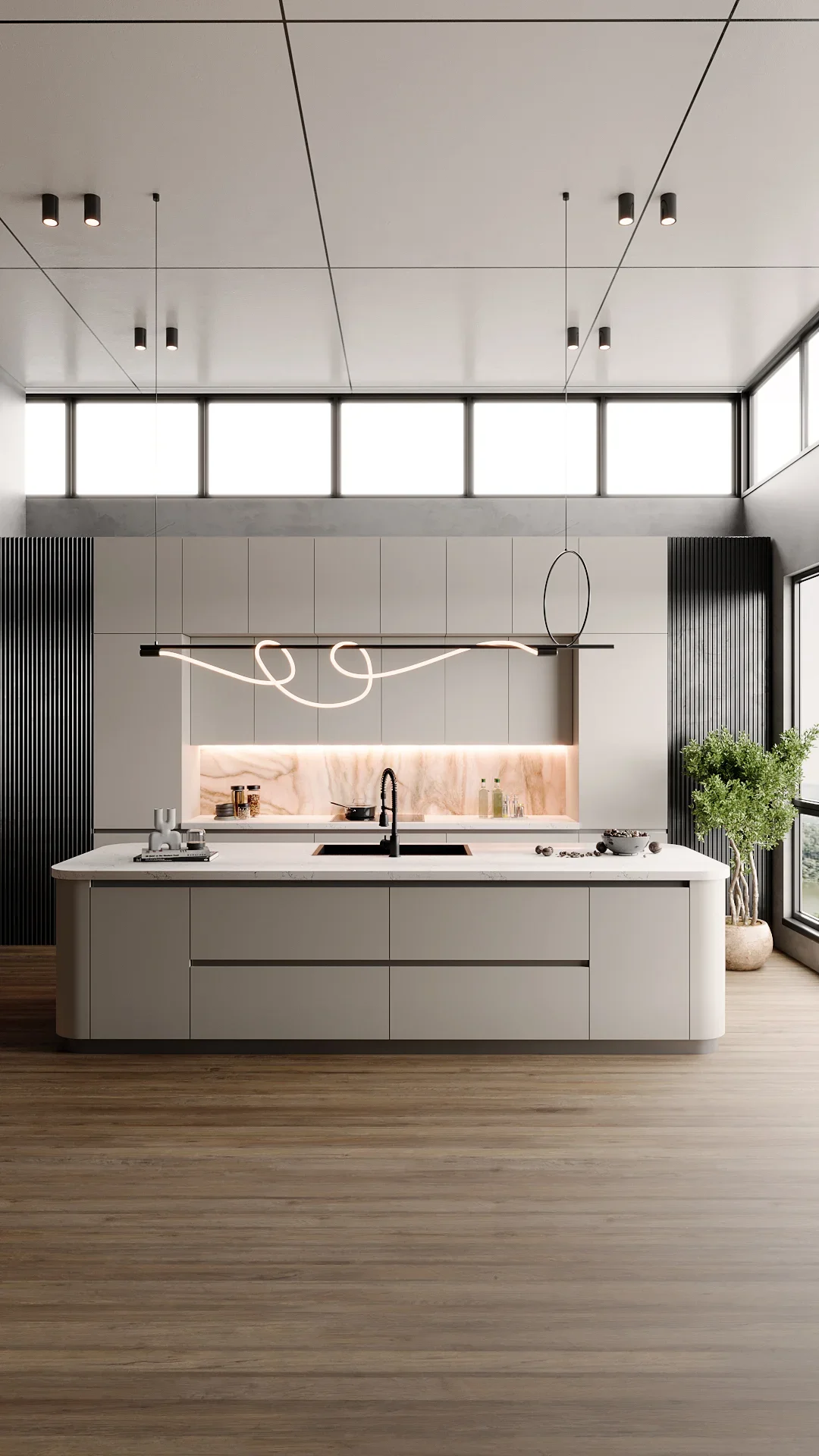 Layered kitchen lighting