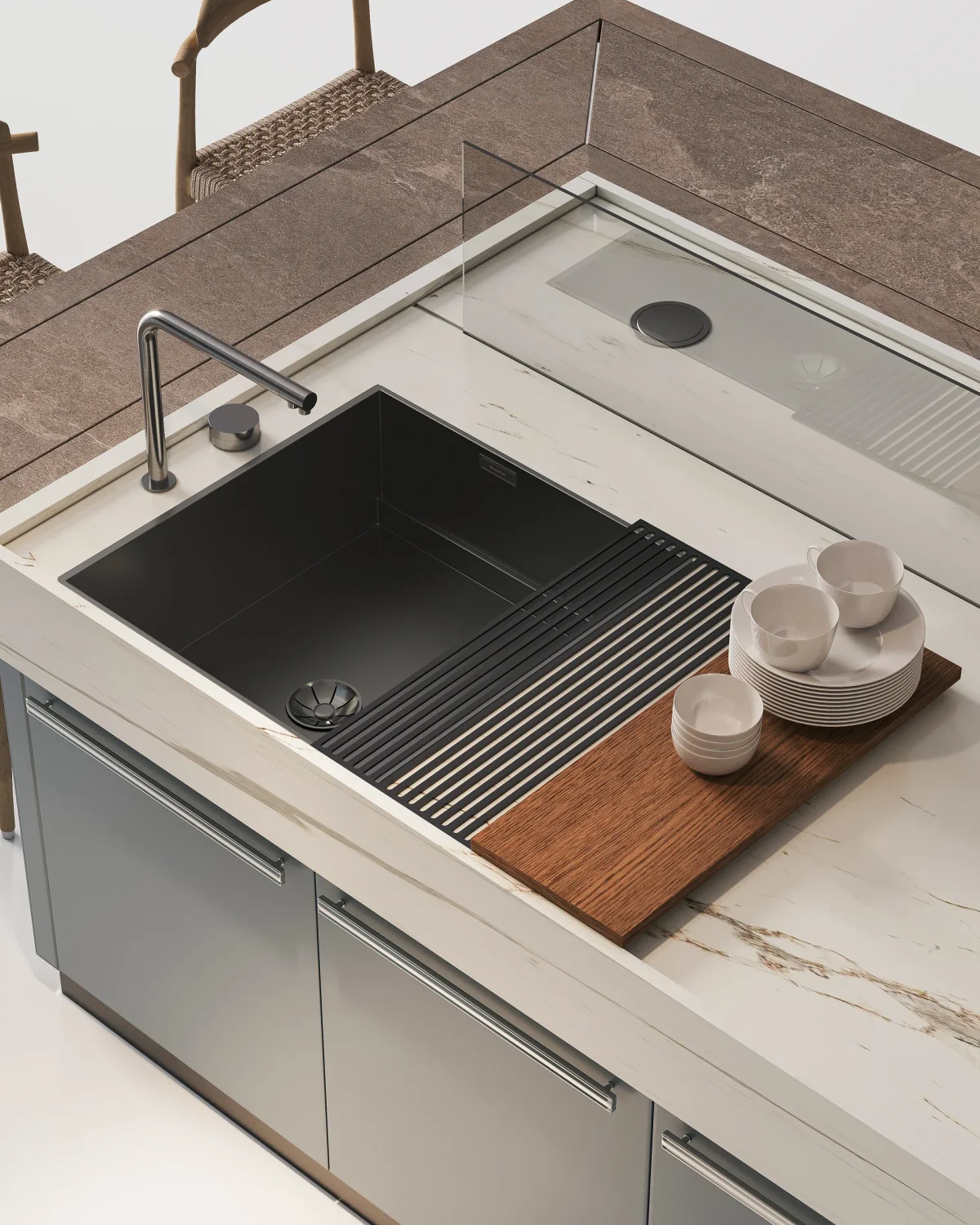 Bowl With Drainboard Kitchen Sink