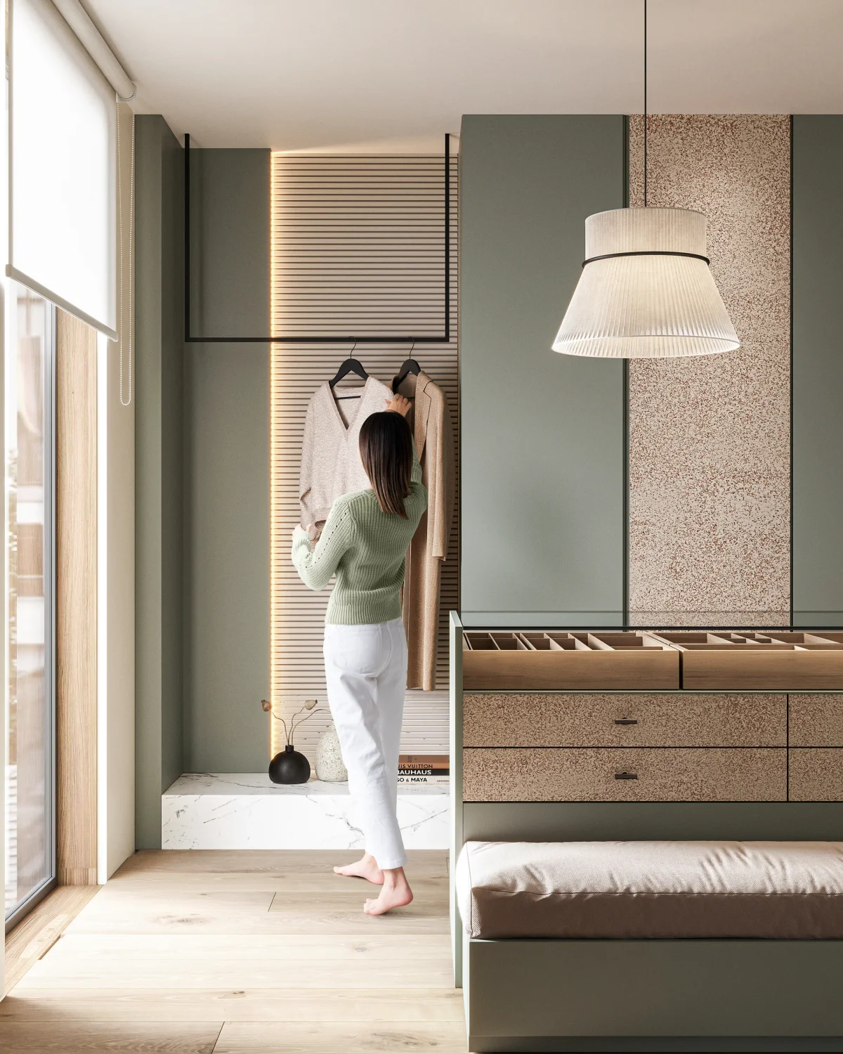 Textured wardrobe finish
